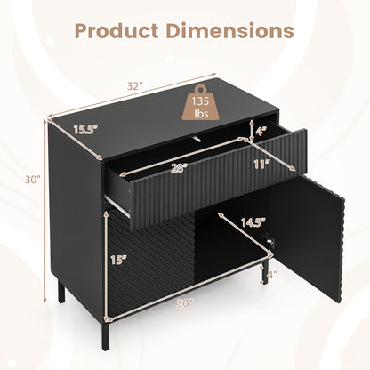 32" Wide Buffet Cabinet with 2 Doors and 1 Drawer for Kitchen