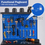 32 x 16 Inch Workbench Work Table with 2 PCs Pegboard Drawer and Shelves-Navy