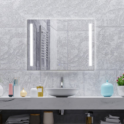 32 x 24 Inch Quadrate Wall Mirror with 3-Color Lights and Anti-Fog Function