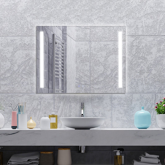 32 x 24 Inch Quadrate Wall Mirror with 3-Color Lights and Anti-Fog Function