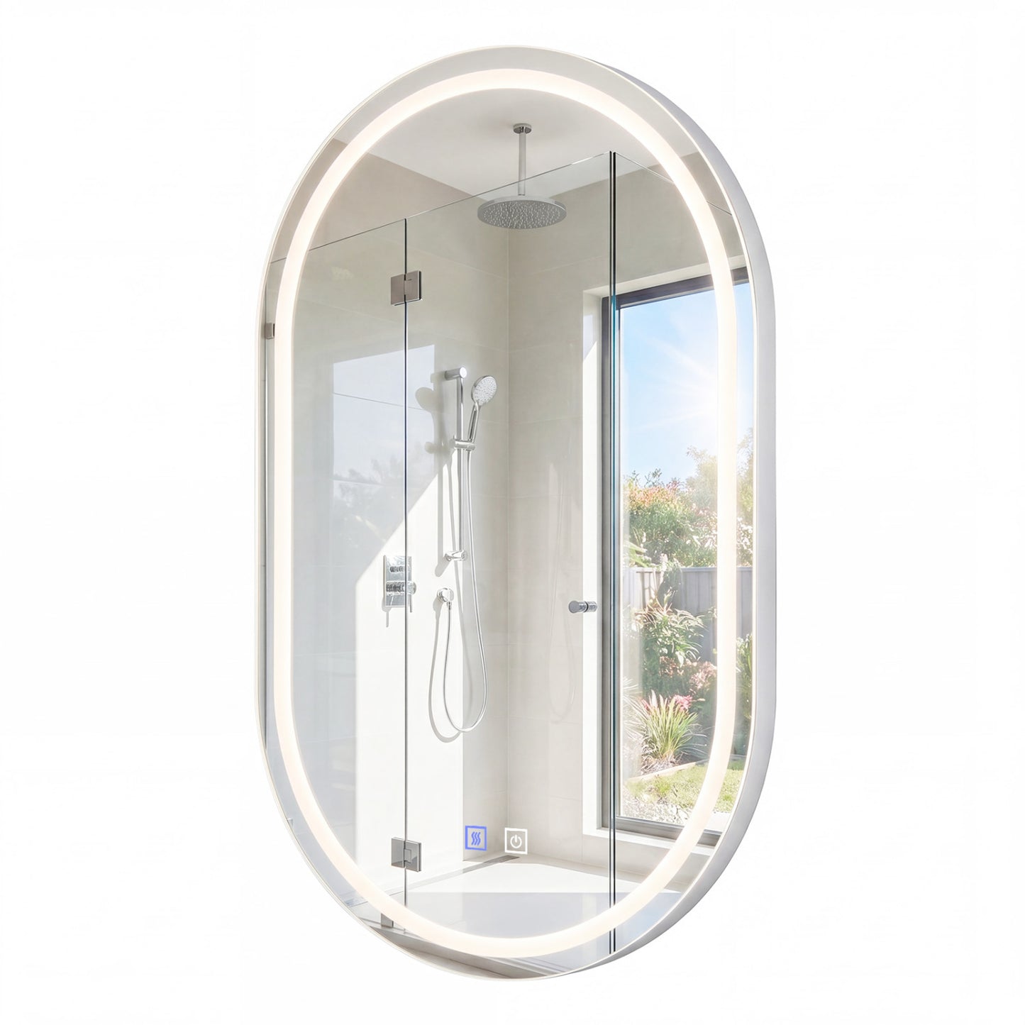 Oval LED Bathroom Mirror 32x20" with Dimming & Defogger