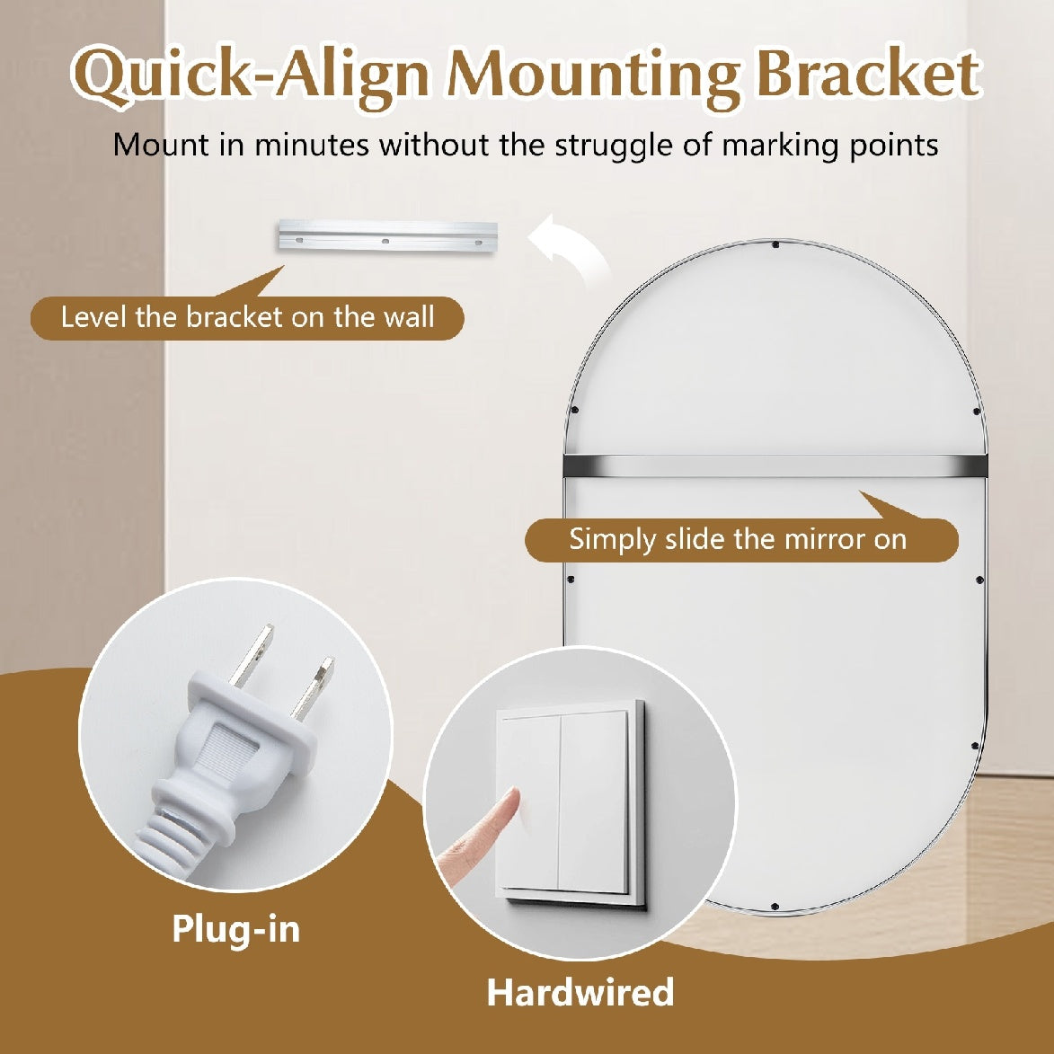 Oval LED Bathroom Mirror 32x20" with Dimming & Defogger