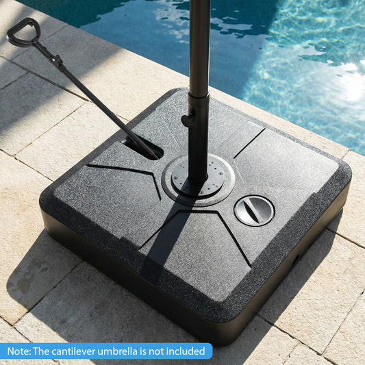 330 lbs Weighted Cantilever Umbrella Base with Wheels and Retractable Pull Rod