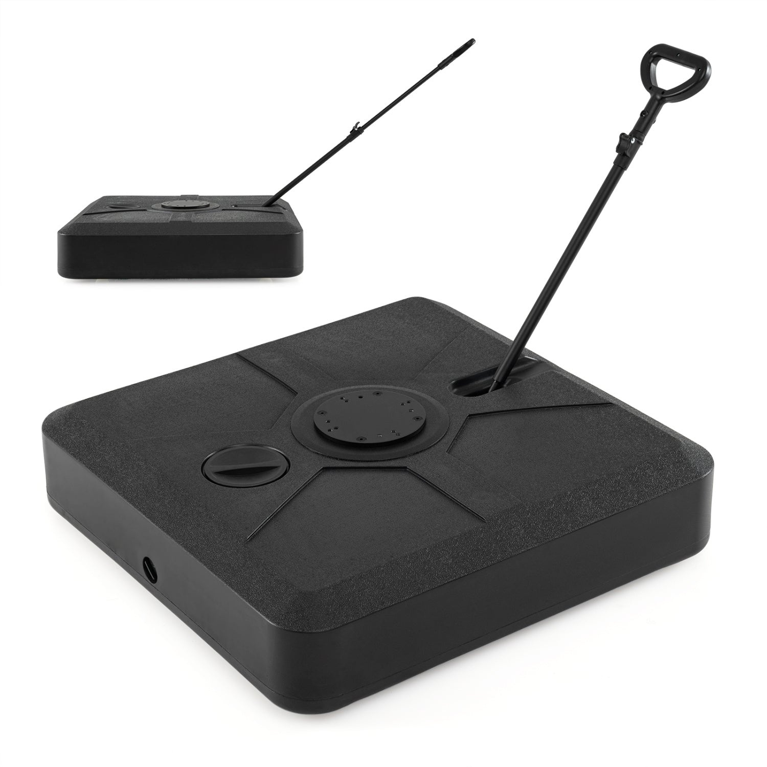 330 lbs Weighted Cantilever Umbrella Base with Wheels and Retractable Pull Rod