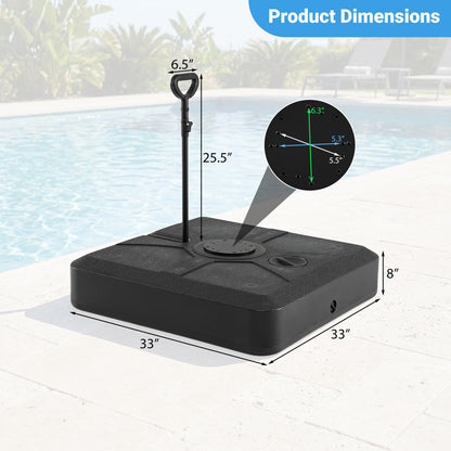 330 lbs Weighted Cantilever Umbrella Base with Wheels and Retractable Pull Rod