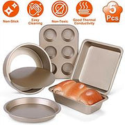 5Pcs Nonstick Bakeware Set Baking Tray Ovenware Sheet Kit