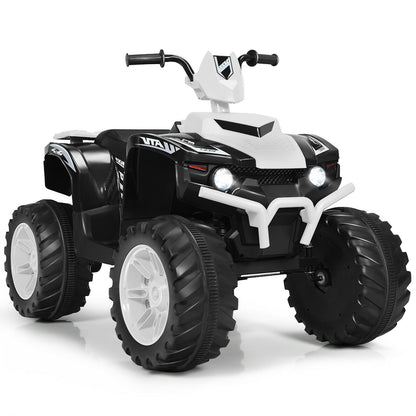 12V Kids Ride on ATV with LED Lights and Treaded Tires and LED lights-Orange - White