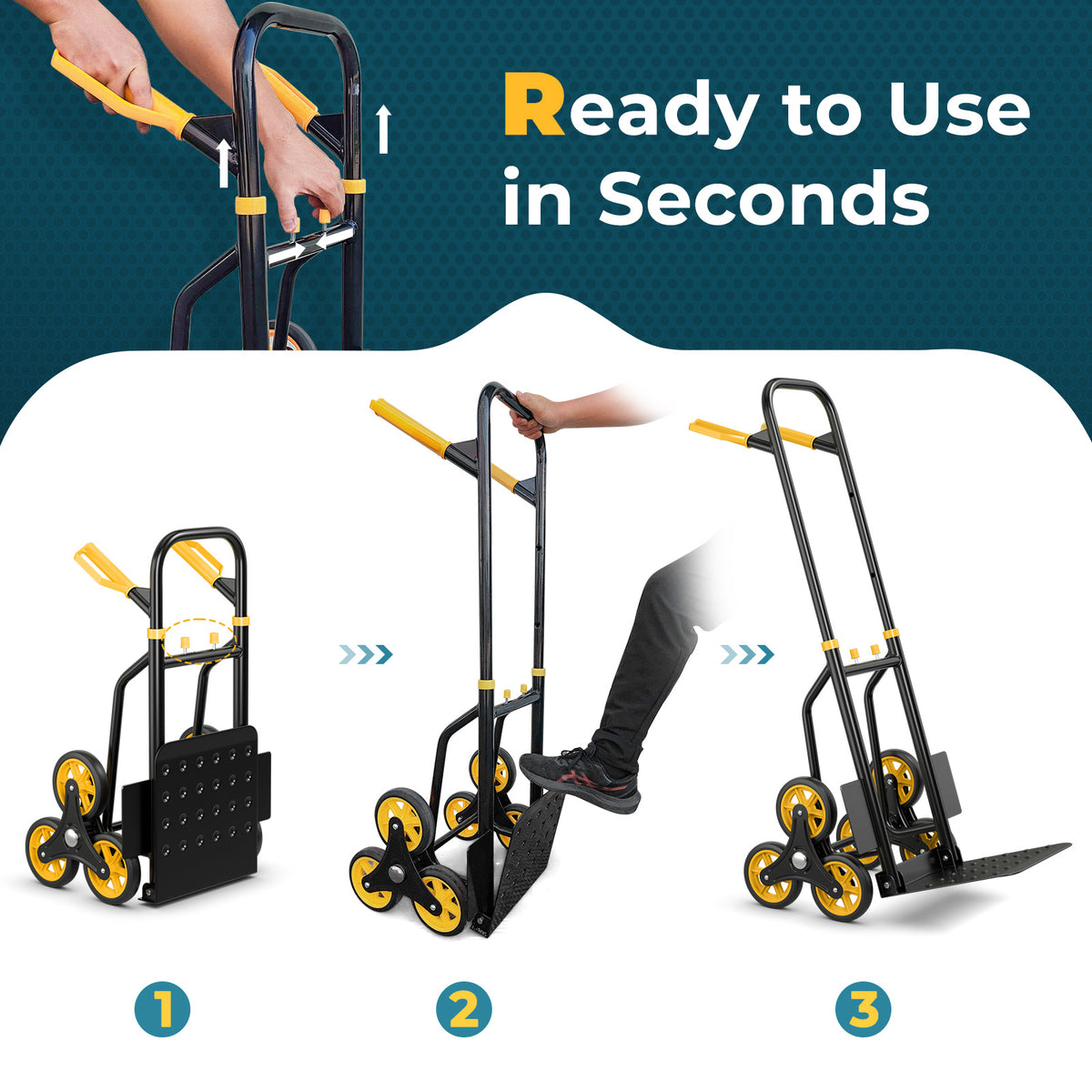 Stair Climber Hand Truck with Telescoping Handle, 350 lbs
