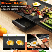 35 Inch Large Electric Griddle Nonstick BBQ Grill with Adjustable Temperature-M