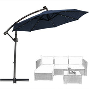 10 ft 360° Rotation Solar Powered LED Patio Offset Umbrella without Weight Base-Navy