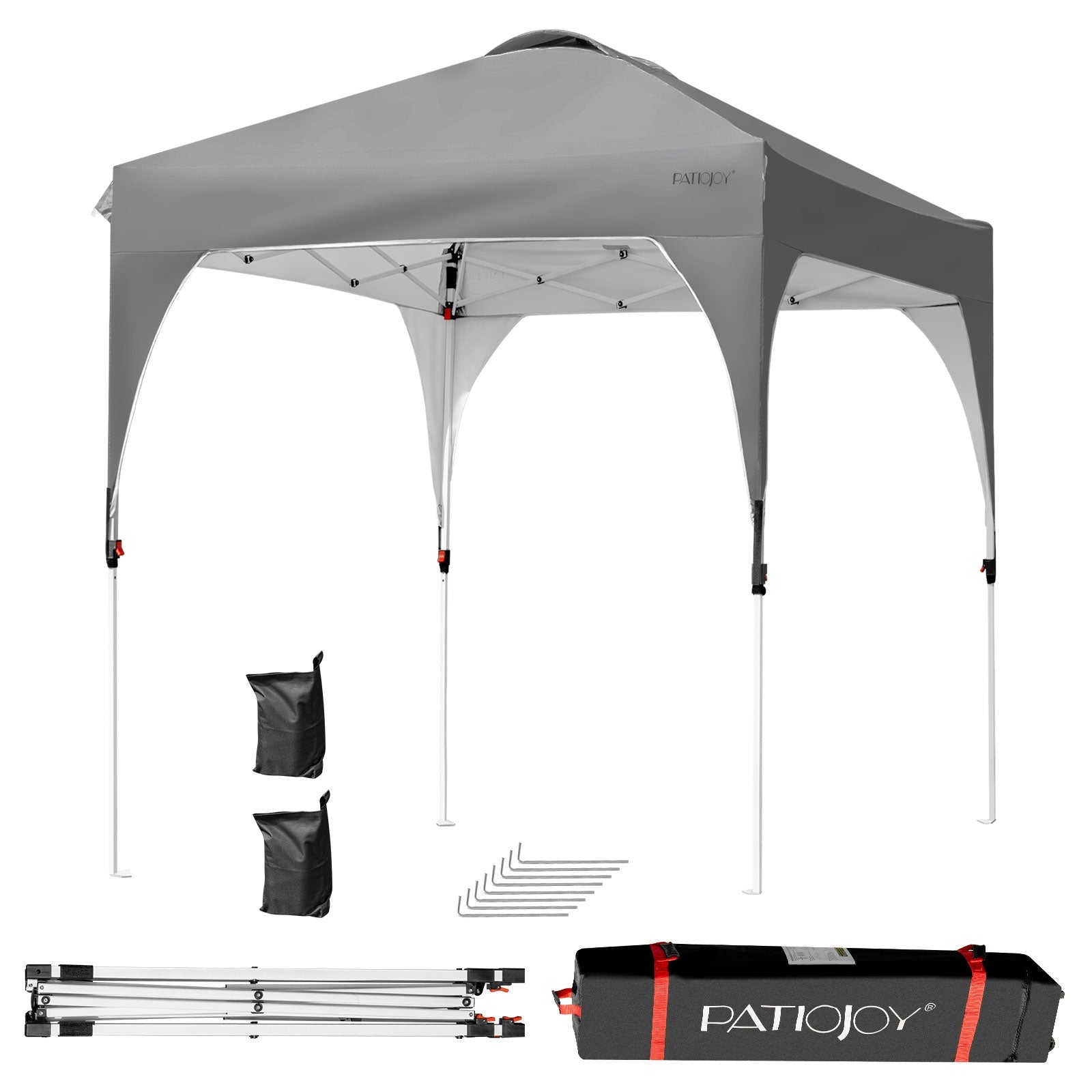 6.6 x 6.6 Feet Outdoor Pop Up Height Adjustable Canopy Tent with Roller Bag-Gray - Gray