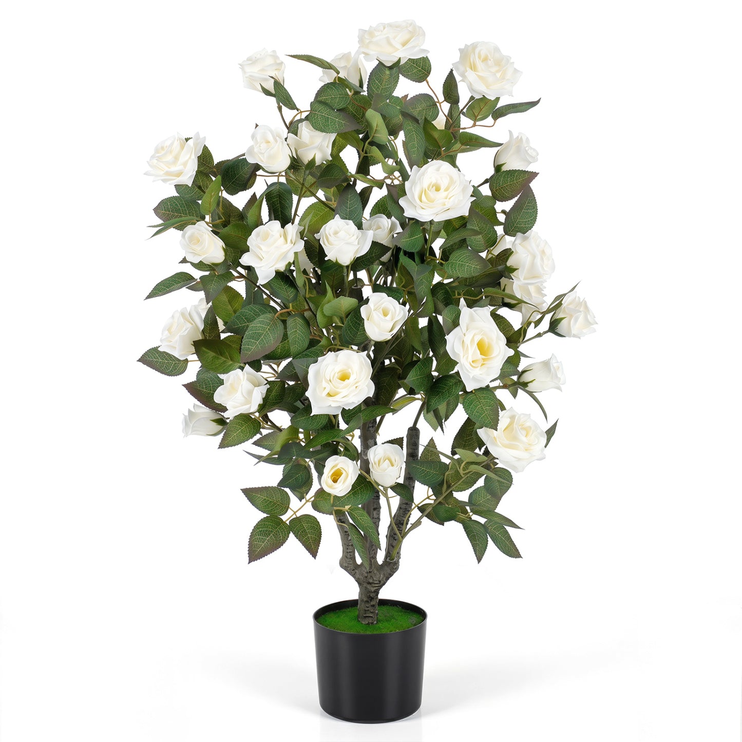 35.5" Artificial Rose Tree with Blooming Flowers in Pot