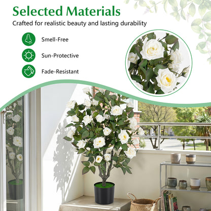 35.5" Artificial Rose Tree with Blooming Flowers in Pot
