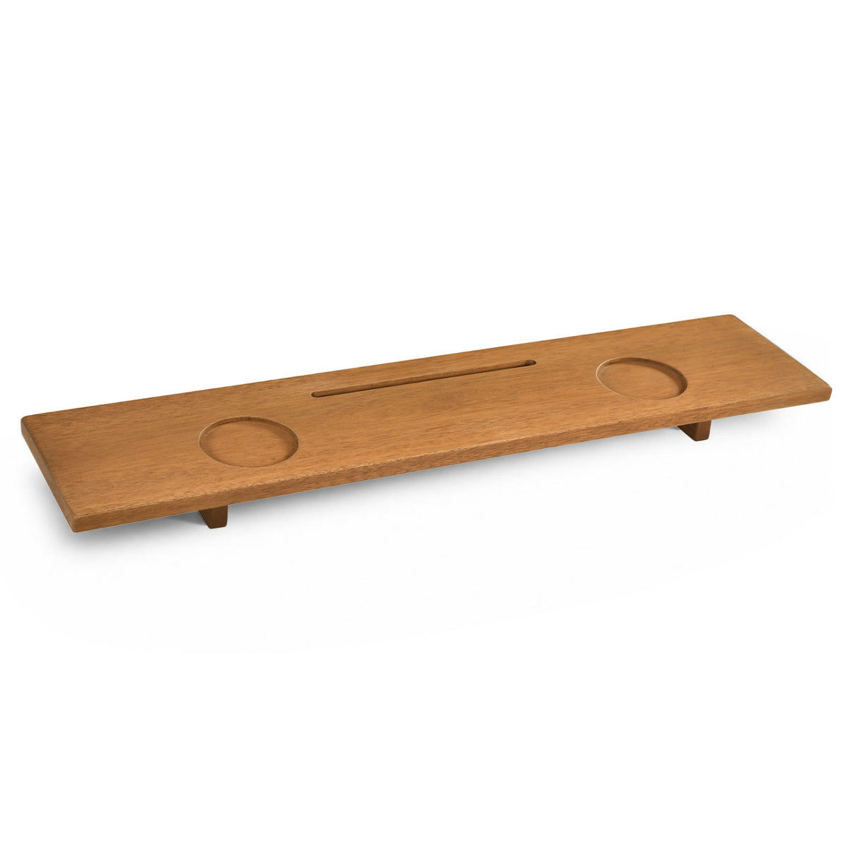 Bamboo Bathtub Caddy Tray with Adjustable Legs and Tablet Holder