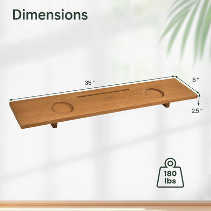 Bamboo Bathtub Caddy Tray with Adjustable Legs and Tablet Holder