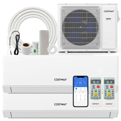36000 BTU 2 Zone 23 SEER2 Mini Split Air Conditioner Wifi Enabled with Heat Pump-12K + 18K