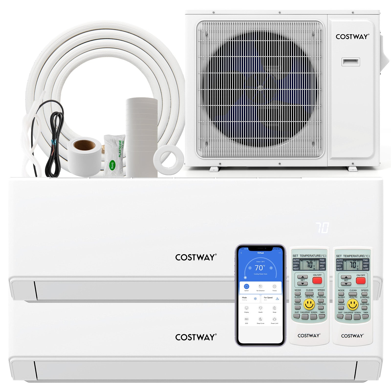 36000 BTU 2 Zone 23 SEER2 Mini Split Air Conditioner Wifi Enabled with Heat Pump-24K + 24K