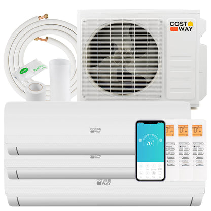 36000 BTU 3 Zone 19 SEER2 Mini Split AC with Heat Pump-9K + 12K + 12K