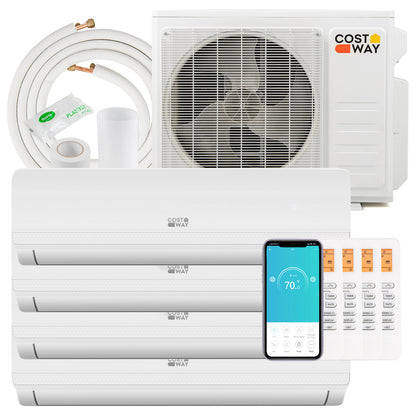 36000 BTU 4 Zone 19 SEER2 Mini Split AC with Heat Pump-12K + 12K + 12K + 12K
