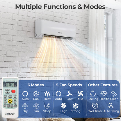 36000 BTU 4 Zone 23 SEER2 Mini Split Air Conditioner Wifi Enabled with Heat Pump-7K + 7K + 7K + 12K