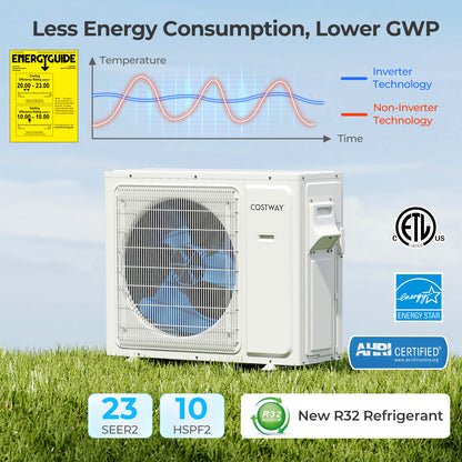 36000 BTU 3 Zone 23 SEER2 Mini Split Air Conditioner Wifi Enabled with Heat Pump-9K + 12K + 18K