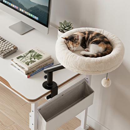 Cat Desk Bed with 360° Rotating Perch and Clamp Mount