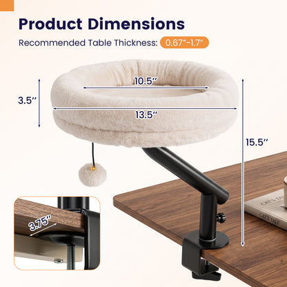 Cat Desk Bed with 360° Rotating Perch and Clamp Mount