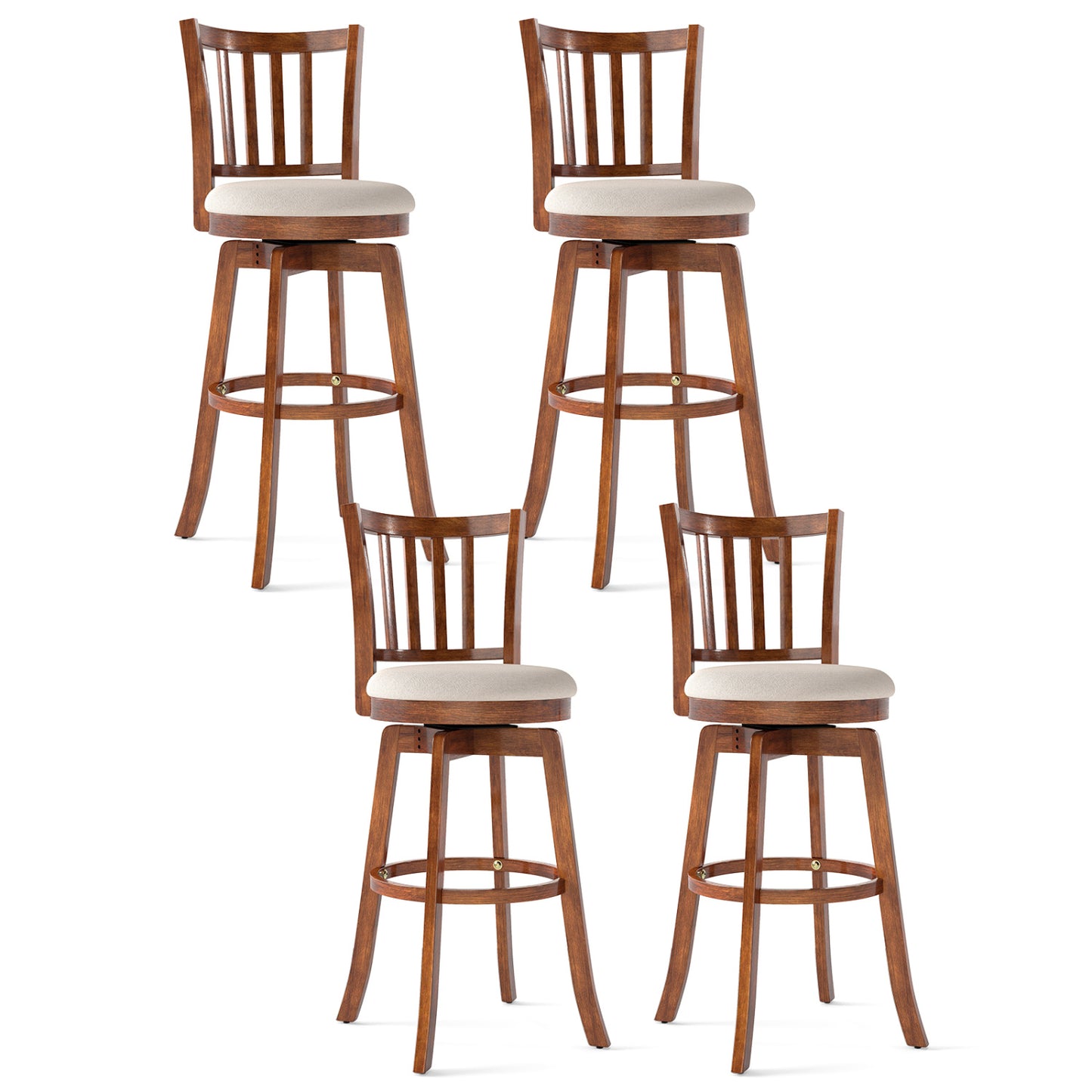 360¬∞ Rotating Counter Height Chairs Set of 4 with Backrest and Upholstered Seat-29 inches