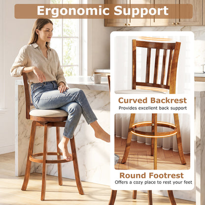 360¬∞ Rotating Counter Height Chairs Set of 4 with Backrest and Upholstered Seat-29 inches