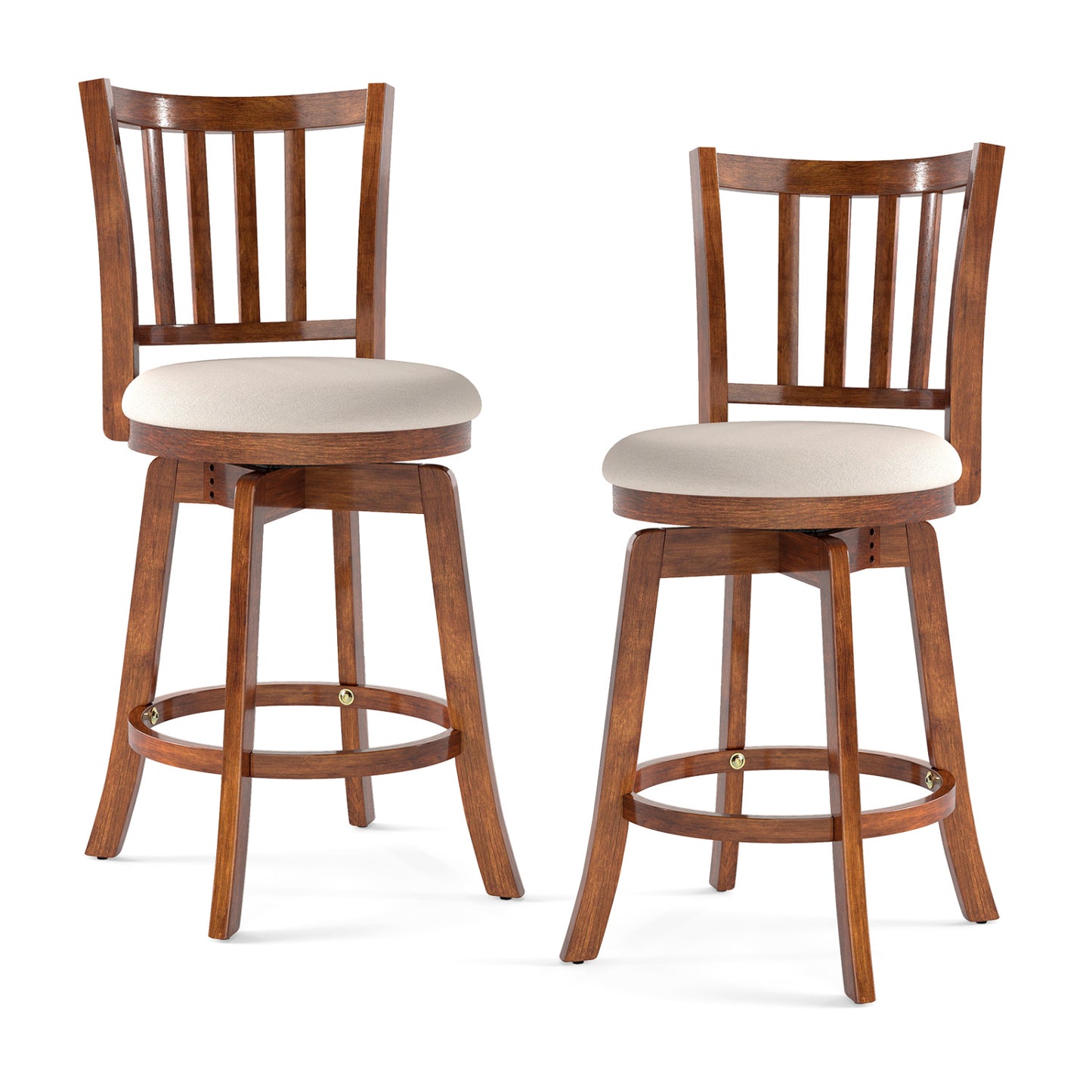 360¬∞ Rotating Counter Height Chairs Set of 2 with Upholstered Seat and Backrest-24 inches