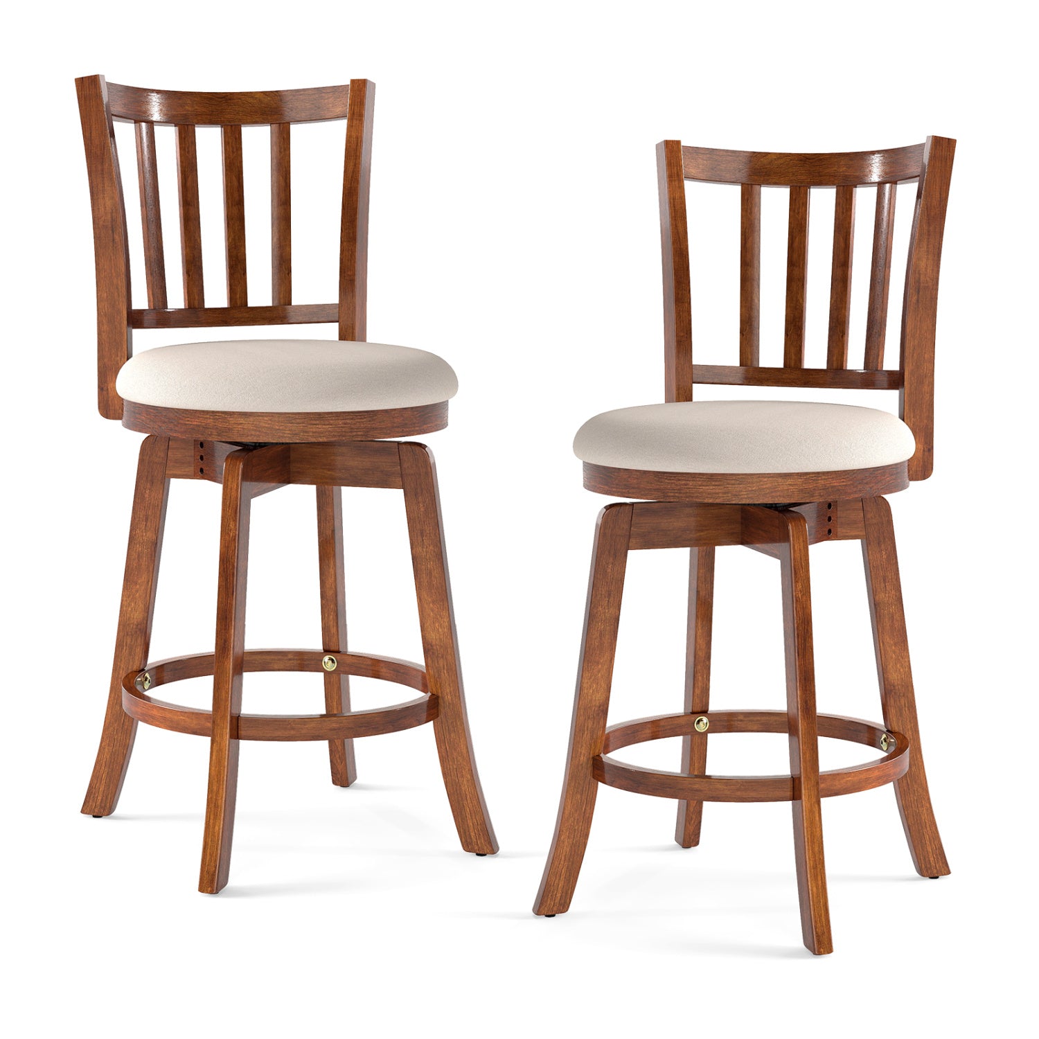 360¬∞ Rotating Counter Height Chairs Set of 2 with Upholstered Seat and Backrest-24 inches