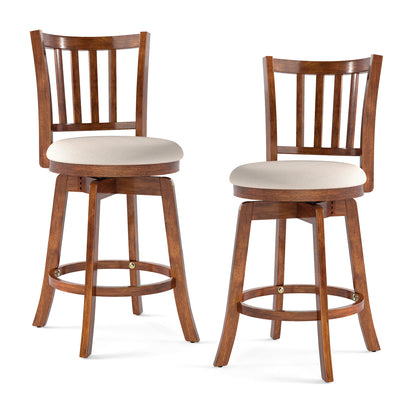 360¬∞ Rotating Counter Height Chairs Set of 2 with Upholstered Seat and Backrest-24 inches