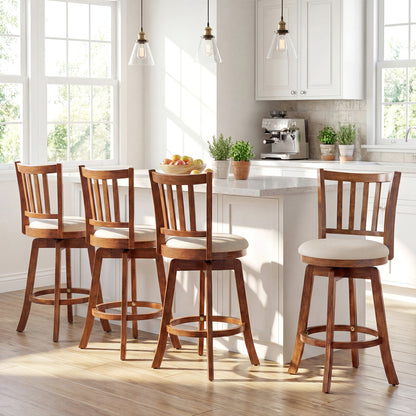 360¬∞ Rotating Counter Height Chairs Set of 2 with Upholstered Seat and Backrest-24 inches
