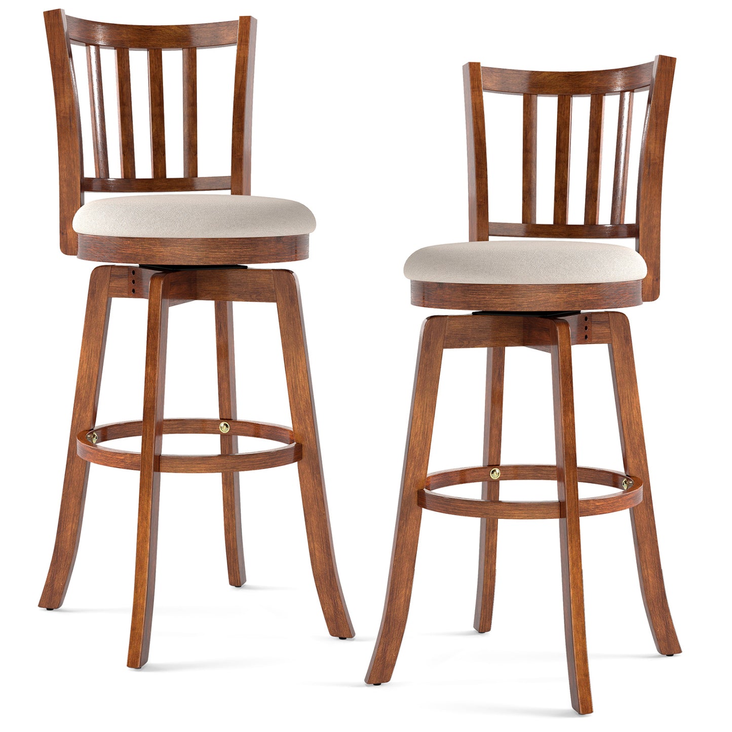 360¬∞ Rotating Counter Height Chairs Set of 2 with Upholstered Seat and Backrest-29 inches