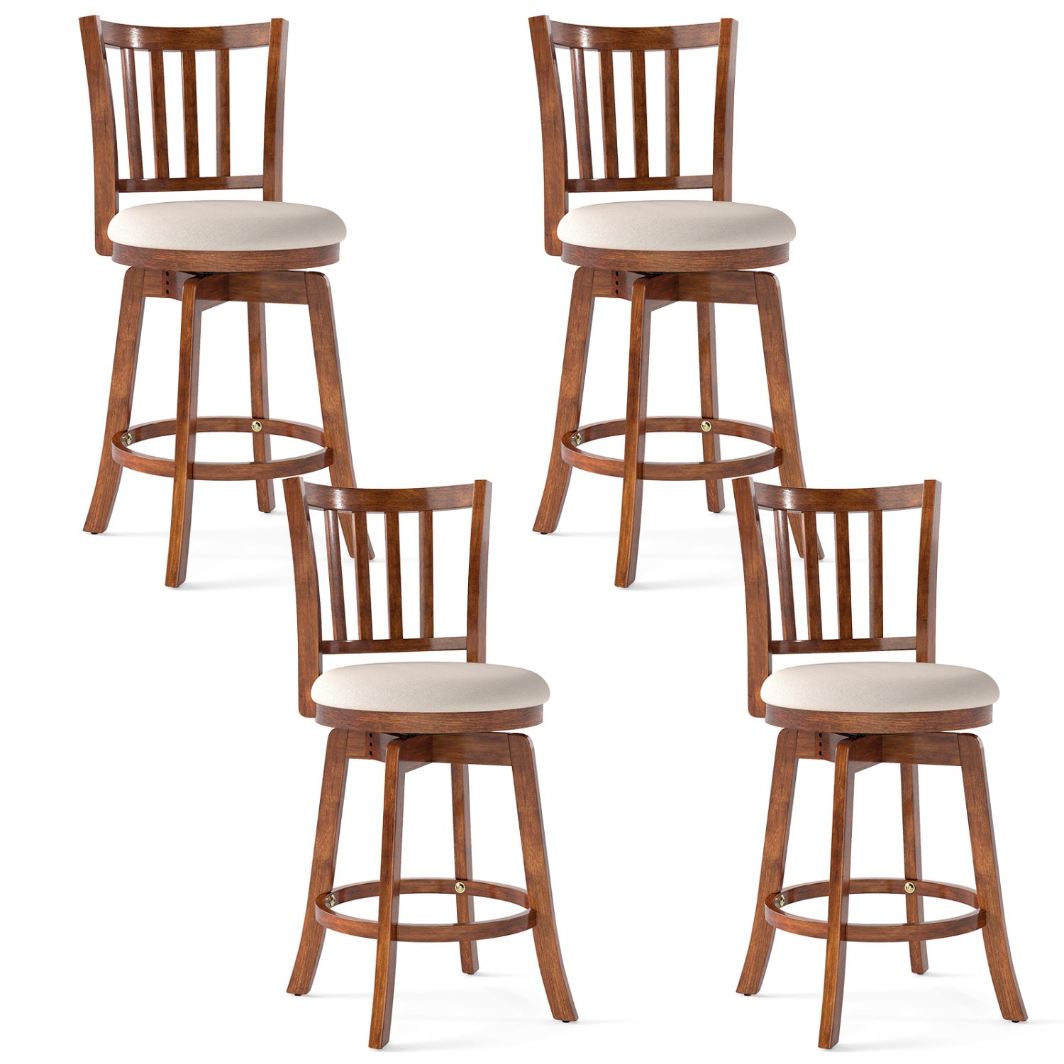 360¬∞ Rotating Counter Height Chairs Set of 4 with Backrest and Upholstered Seat-24 inches
