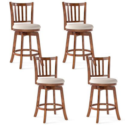 360¬∞ Rotating Counter Height Chairs Set of 4 with Backrest and Upholstered Seat-24 inches