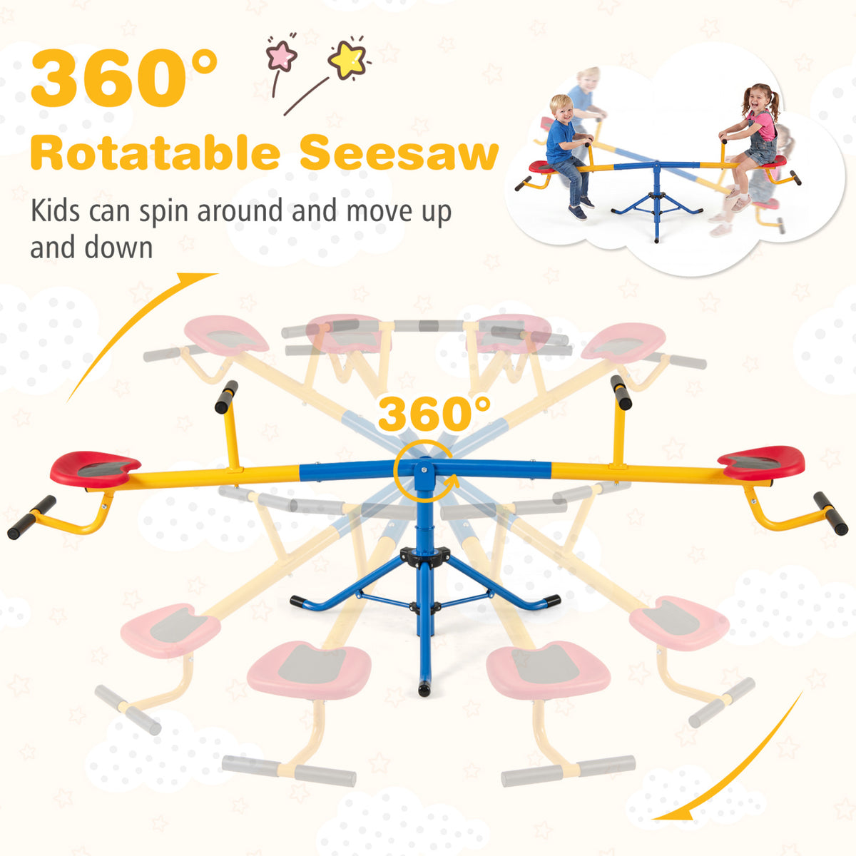 360° Rotating Kids Seesaw with Swivel Action