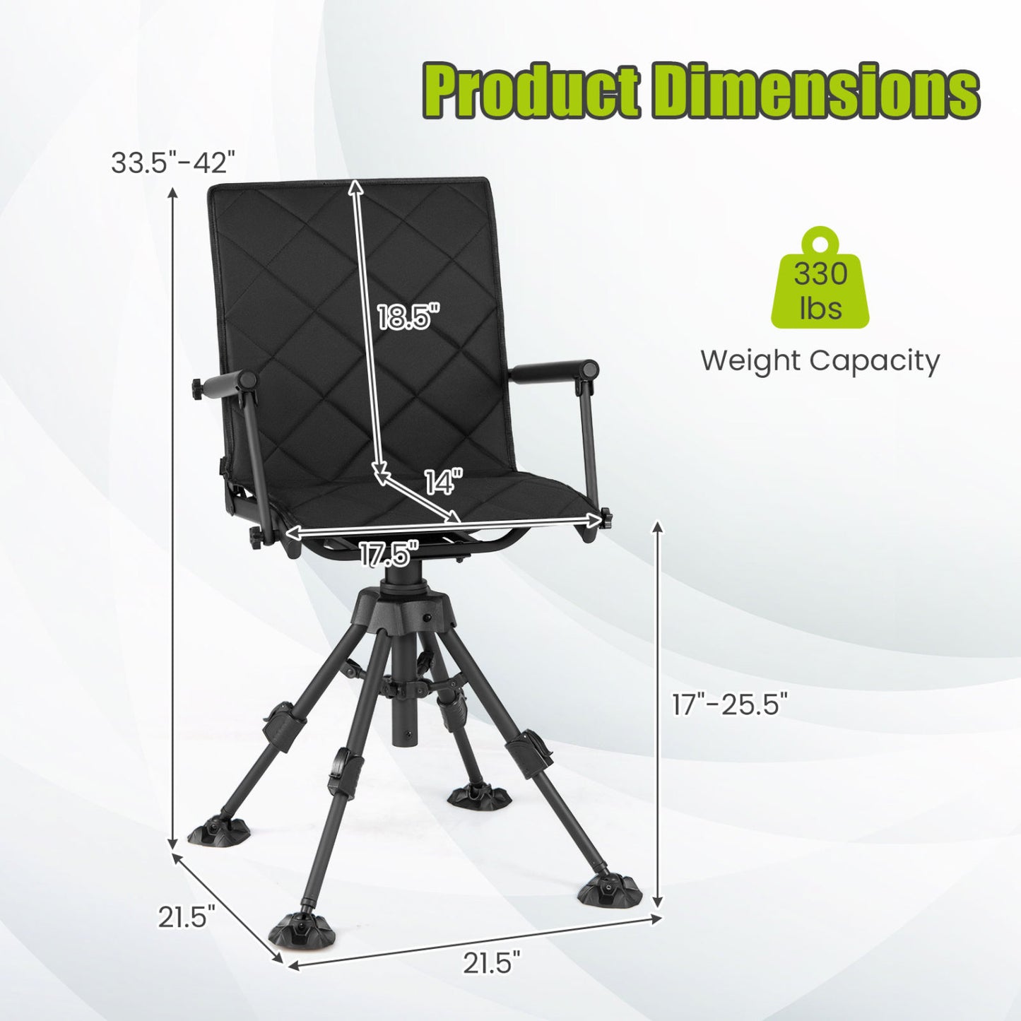 360° Swivel Hunting Seat with 5-Level Adjustable Height