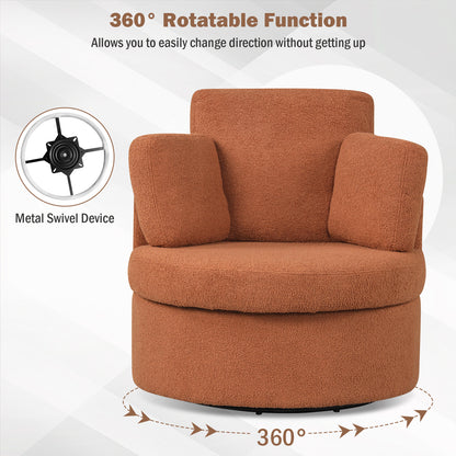 360¬∞ Swivel Accent Chair with Half Moon Storage Ottoman-Light Brown