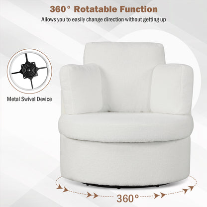 360¬∞ Swivel Accent Chair with Half Moon Storage Ottoman-White