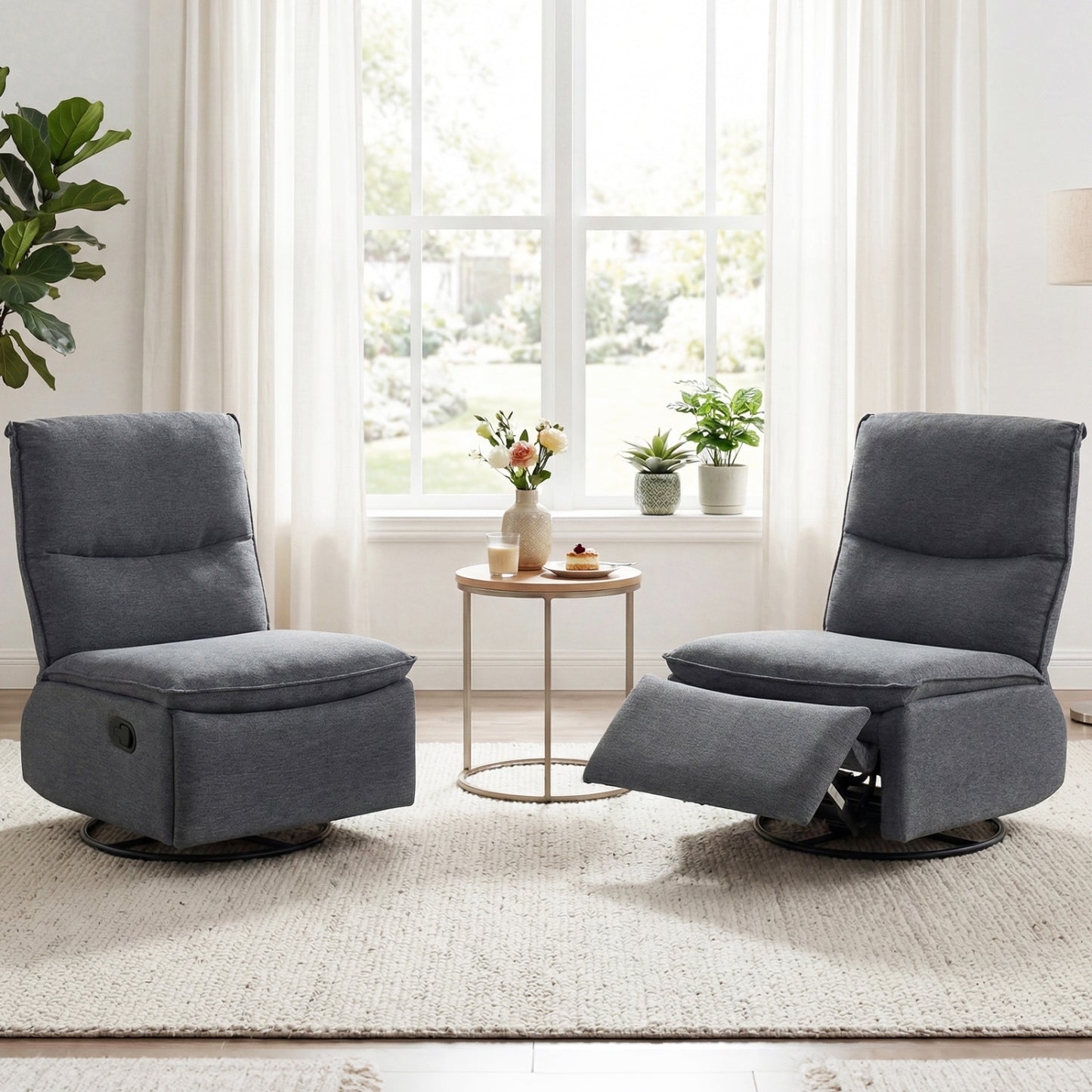 360° Swivel Rocking Chair with Cushioned Back for Living Room