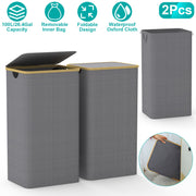 2Pcs Collapsible Laundry Hamper with Lid Handle