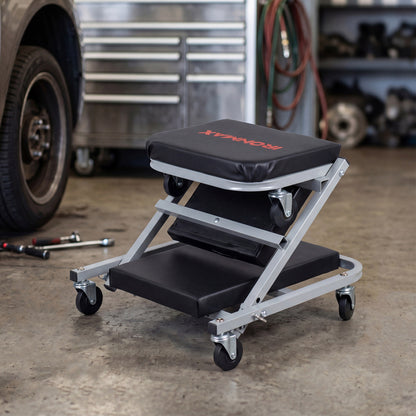 2-in-1 Mechanic Creeper and Z-Seat with 6 Swivel Casters