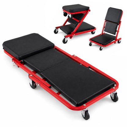 3-in-1 Folding Mechanic Creeper with 6 Wheels - 36 Inch