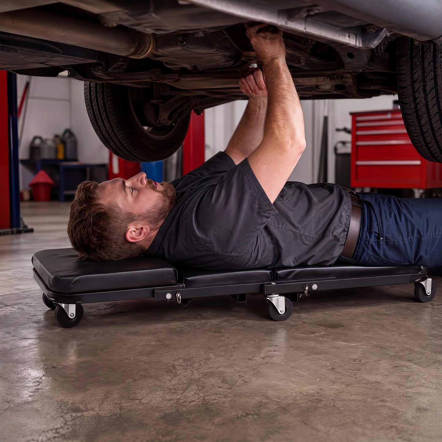 3-in-1 Folding Mechanic Creeper with 6 Wheels - 36 Inch