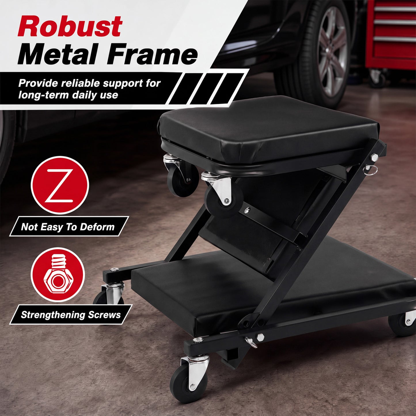 3-in-1 Folding Mechanic Creeper with 6 Wheels - 36 Inch