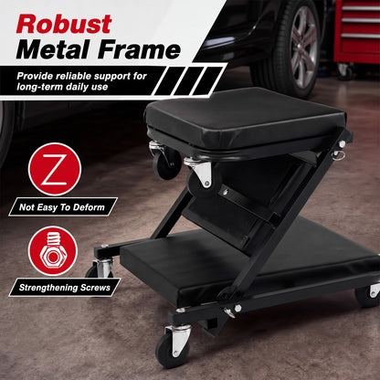 3-in-1 Folding Mechanic Creeper with 6 Wheels - 36 Inch