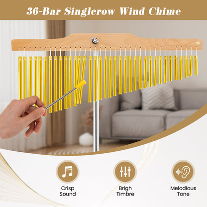 36-Bar Single-Row Chimes Percussion Instrument-Golden