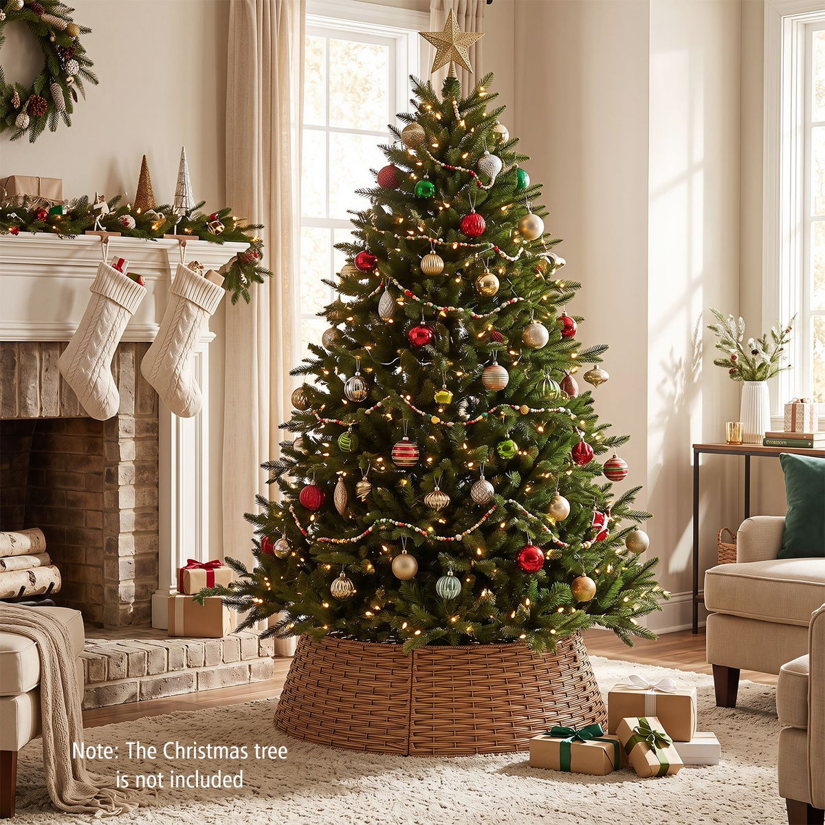 36“ Christmas Tree Collar for 6/7.5/9 ft Artificial Trees with Cord Cut-Out