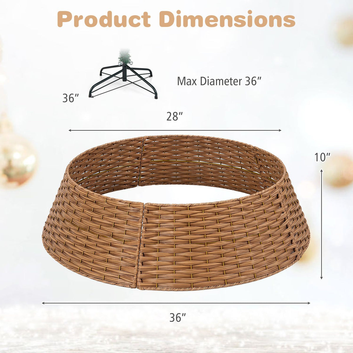 36“ Christmas Tree Collar for 6/7.5/9 ft Artificial Trees with Cord Cut-Out